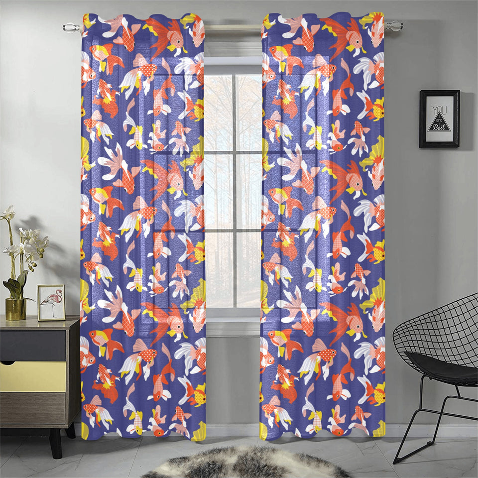 Goldfish Pattern Print Design 04 Gauze Curtain
