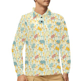 Hippopotamus Pattern Print Design 04 Men's Long Sleeve Polo Shirt
