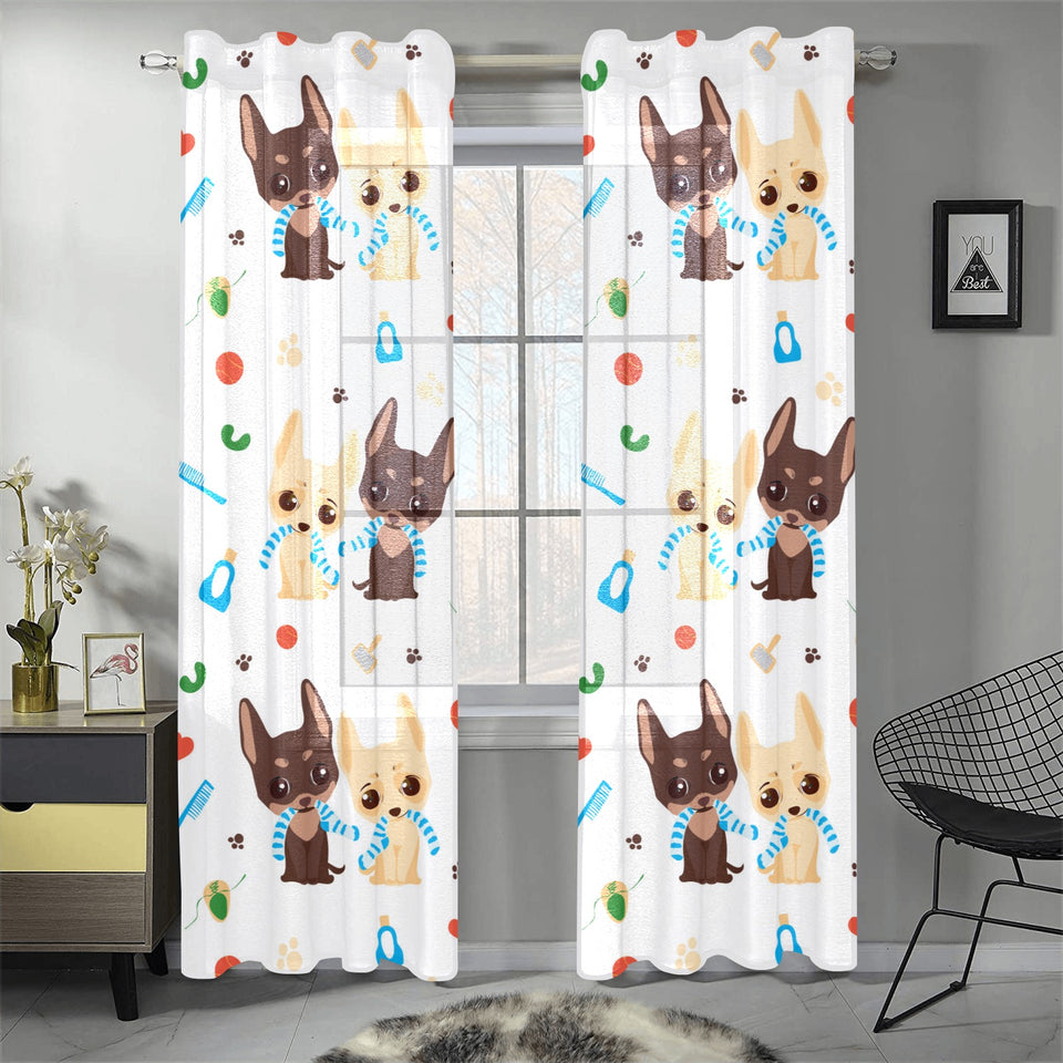 Cute Chihuahua dog pattern Gauze Curtain