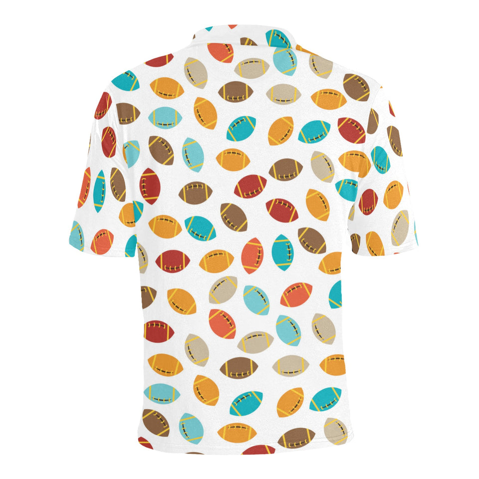 Colorful american football ball pattern Men's All Over Print Polo Shirt