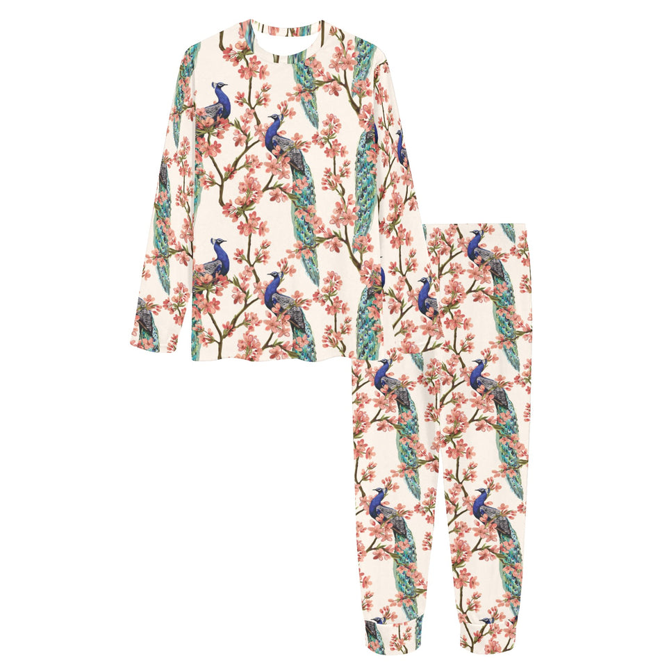 Peacock tropical flower pattern Women's All Over Print Pajama Set