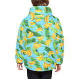 banana leaves banana design pattern Kids' Boys' Girls' Padded Hooded Jacket