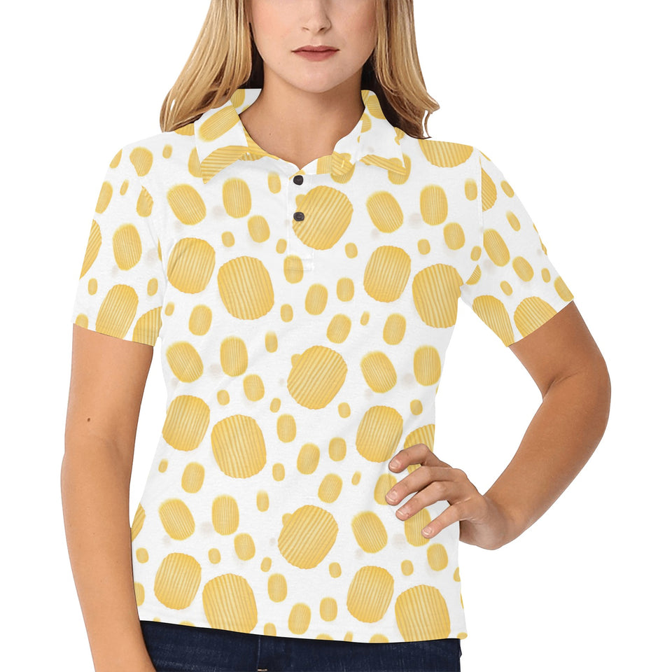 Potato Chips Pattern Print Design 03 Women's All Over Print Polo Shirt
