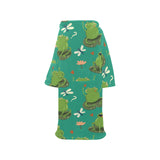 Cute frog dragonfly design pattern Blanket Robe with Sleeves