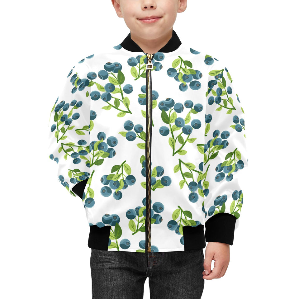 blueberry white background Kids' Boys' Girls' Bomber Jacket