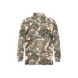 Monkey tropical leaves background Men's Long Sleeve Polo Shirt