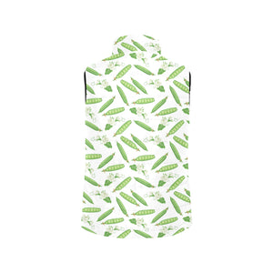 Green Peas Pattern Print Design 04 Women's Padded Vest