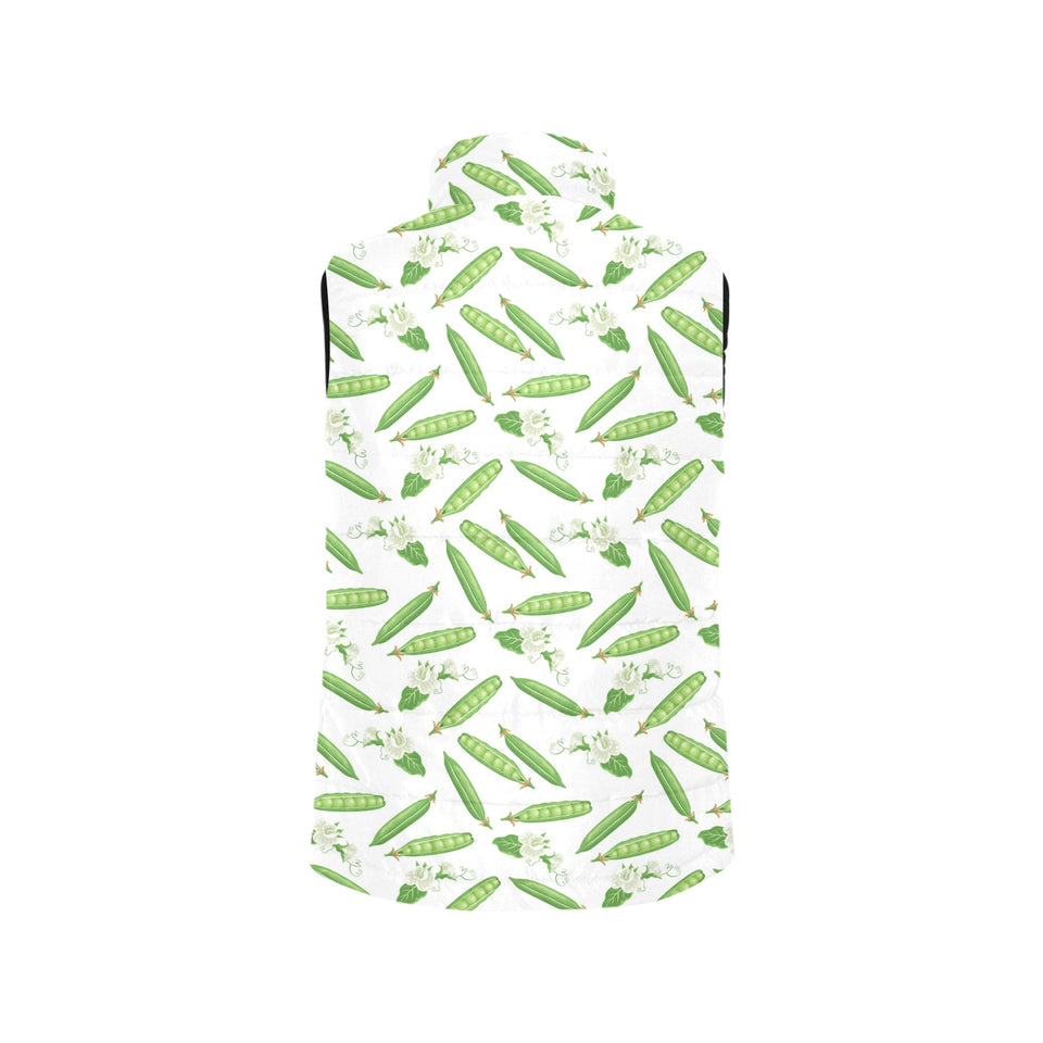 Green Peas Pattern Print Design 04 Women's Padded Vest