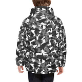 Crow illustration pattern Kids' Boys' Girls' Padded Hooded Jacket