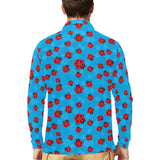 Ladybug Pattern Print Design 02 Men's Long Sleeve Polo Shirt