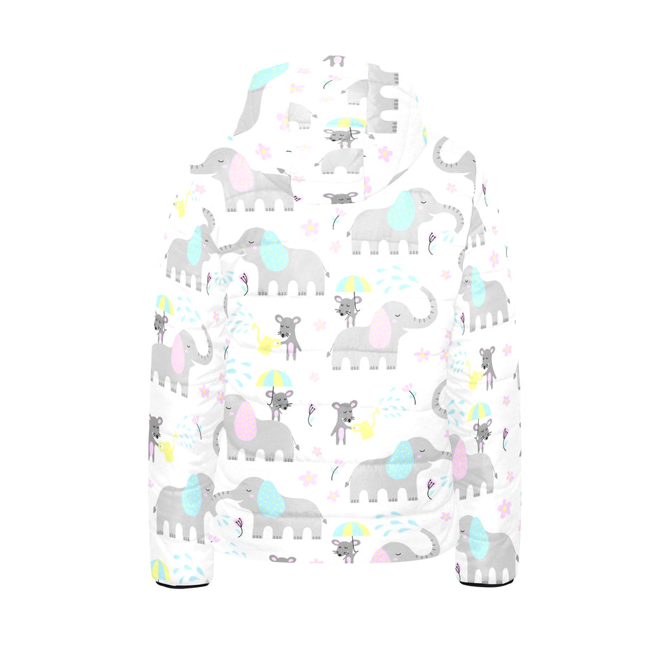Cute elephant mouse pattern Kids' Boys' Girls' Padded Hooded Jacket