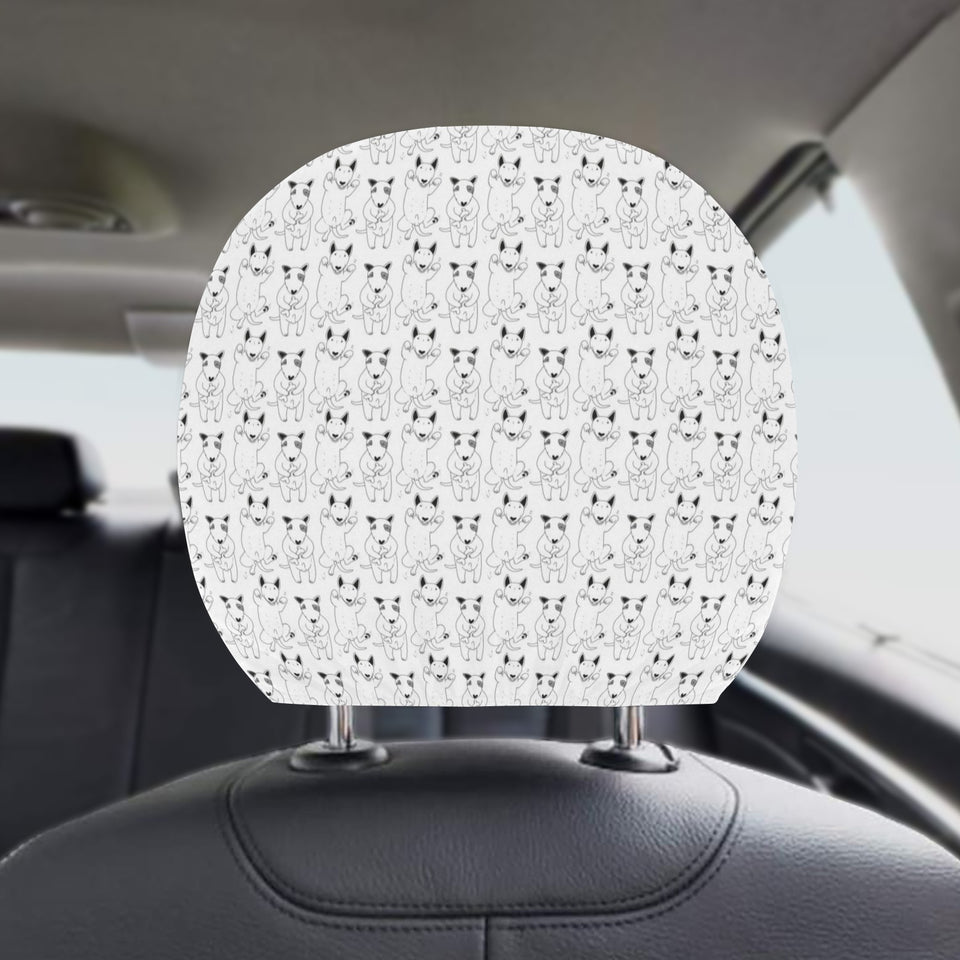 Bull Terrier Pattern Print Design 02 Car Headrest Cover