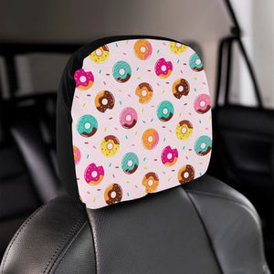 Donut pattern glaze pink background Car Headrest Cover