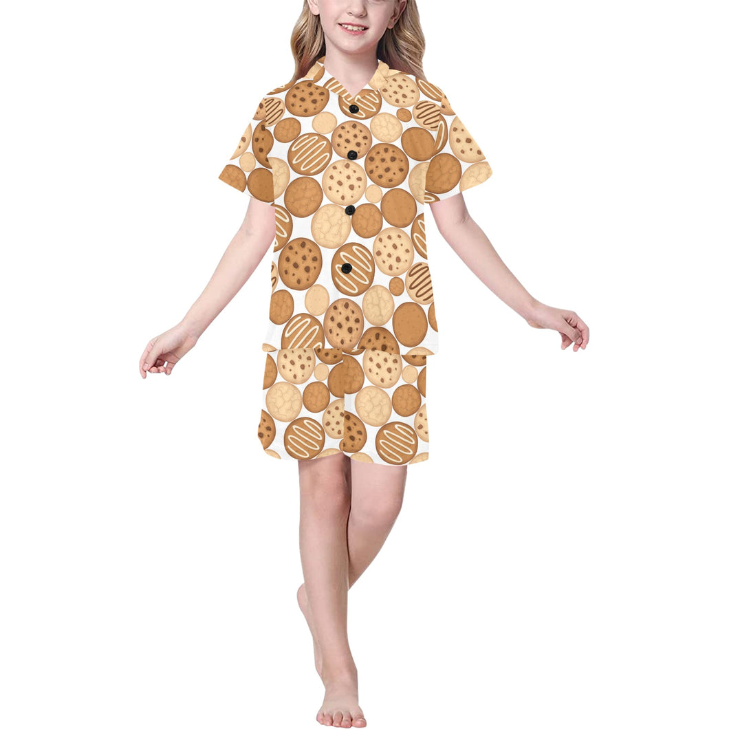 Various cookie pattern Kids' Boys' Girls' V-Neck Short Pajama Set