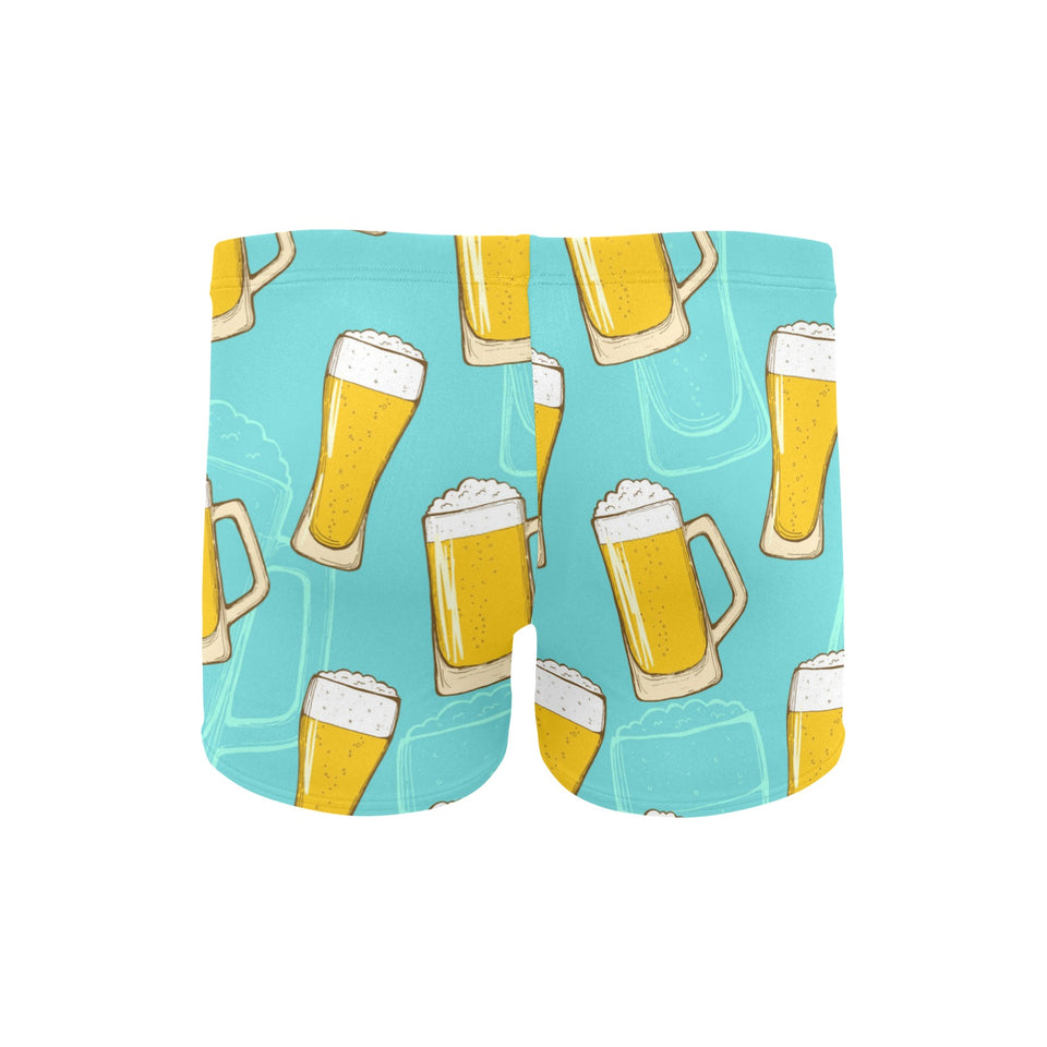 Beer pattern green background Men's Swimming Trunks