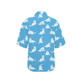 Cute sea lion seal pattern background Women's All Over Print Hawaiian Shirt