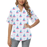 Sailboat anchor pattern Women's All Over Print Hawaiian Shirt
