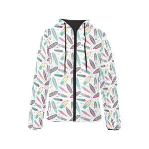 Surfboard Pattern Print Design 04 Women's Padded Hooded Jacket