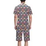 Camper Van Pattern Print Design 02 Men's V-Neck Short Pajama Set
