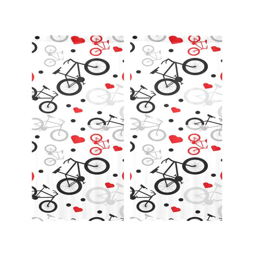 Bicycle Pattern Print Design 04 Gauze Curtain