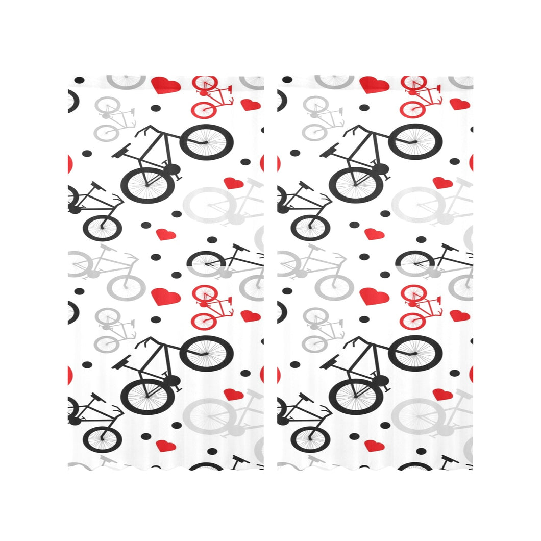 Bicycle Pattern Print Design 04 Gauze Curtain
