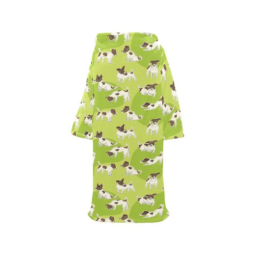 Jack Russel Pattern Print Design 01 Blanket Robe with Sleeves