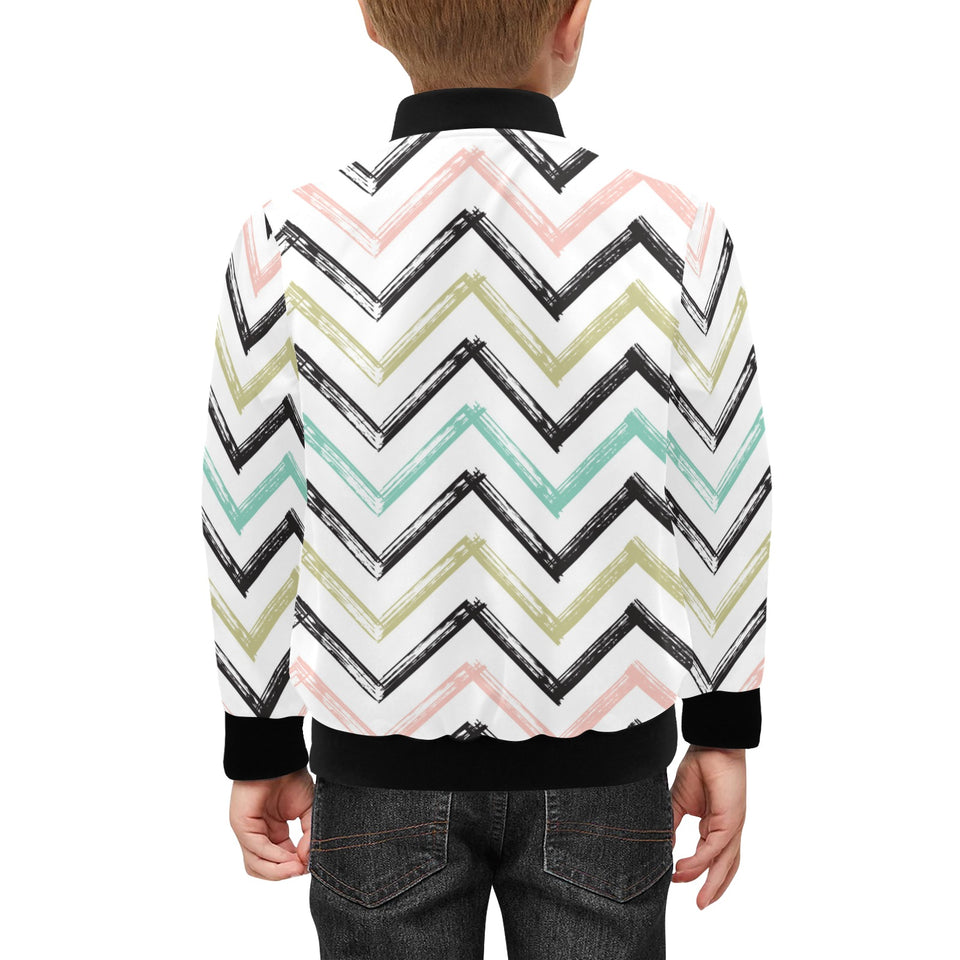 zigzag chevron paint pattern Kids' Boys' Girls' Bomber Jacket