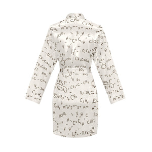 Chemistry Periodic Table Pattern Print Design 04 Women's Long Sleeve Belted Night Robe