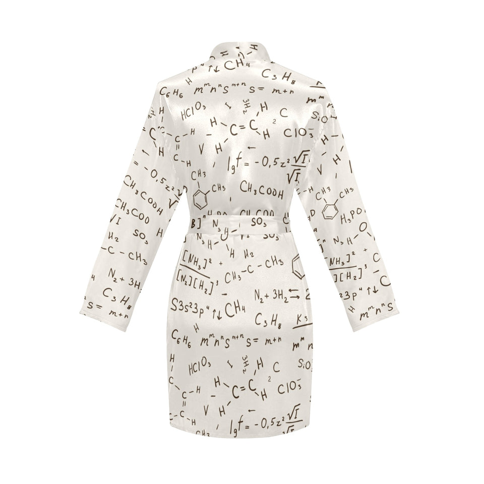 Chemistry Periodic Table Pattern Print Design 04 Women's Long Sleeve Belted Night Robe