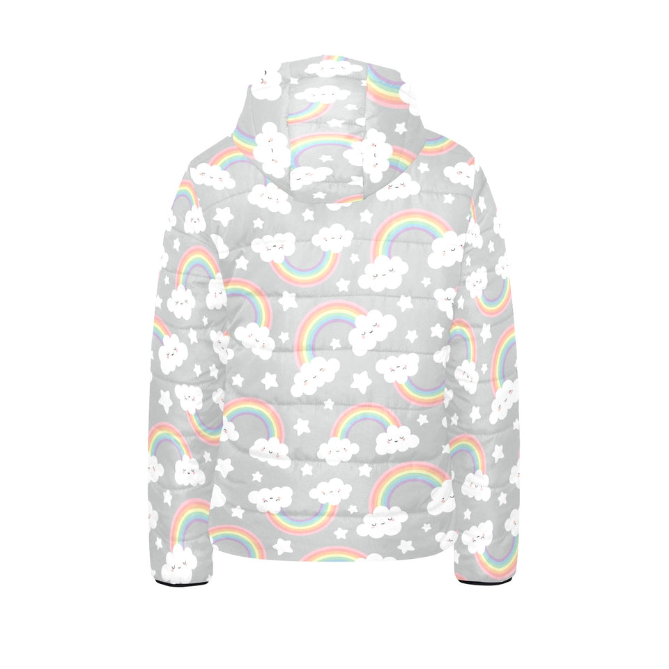 Cute rainbow clound star pattern Kids' Boys' Girls' Padded Hooded Jacket