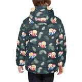 Cute sloths sleeping christmas ball santa hat patt Kids' Boys' Girls' Padded Hooded Jacket