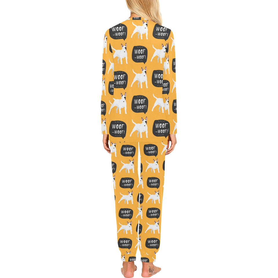 Bull Terrier Pattern Print Design 03 Women's All Over Print Pajama Set