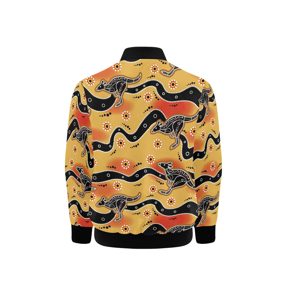 Kangaroo Australian aboriginal art pattern Kids' Boys' Girls' Bomber Jacket