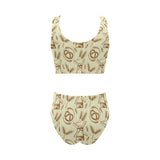 Windmill Wheat pattern Chest Bowknot High Waisted Bikini Swimsuit