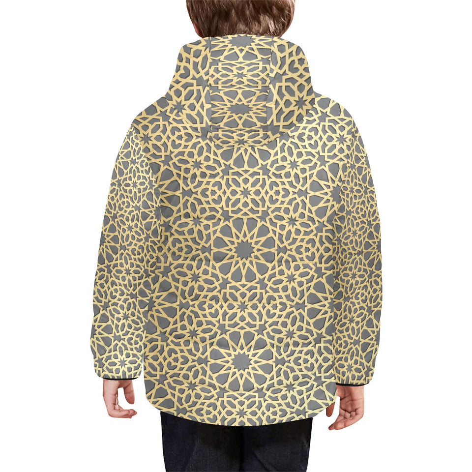 arabic star gold pattern Kids' Boys' Girls' Padded Hooded Jacket