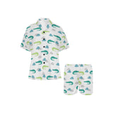 watercolor crocodile pattern Women's V-Neck Short Pajama Set
