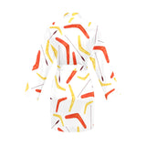 Waterclor boomerang Australian aboriginal ornament Women's Long Sleeve Belted Night Robe