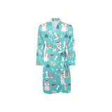 Christmas cute siberian husky puppie pattern Men's Long Sleeve Belted Night Robe