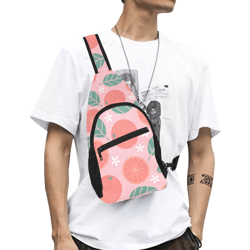 Grapefruit leaves flower pink background All Over Print Chest Bag