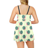 Snail Pattern Print Design 04 Chest Sexy Pleated Two Piece Swim Dress
