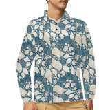 Sea turtle Polynesian Tribal design pattern Men's Long Sleeve Polo Shirt