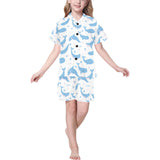 Blue whale pattern Kids' Boys' Girls' V-Neck Short Pajama Set