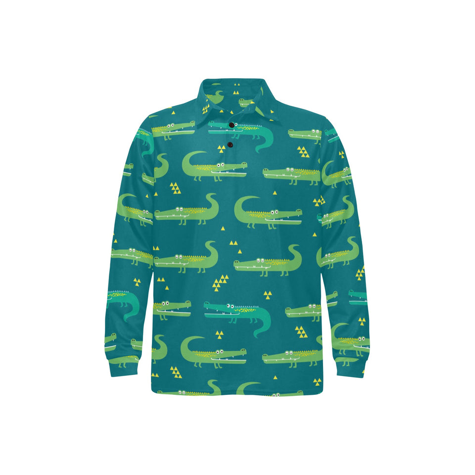 Crocodile pattern Men's Long Sleeve Polo Shirt