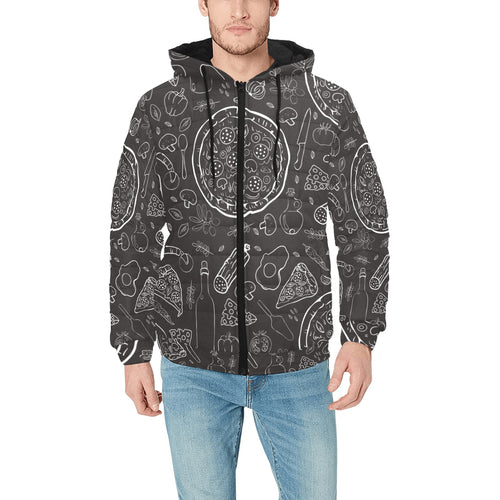 Pizza pattern Men's Padded Hooded Jacket