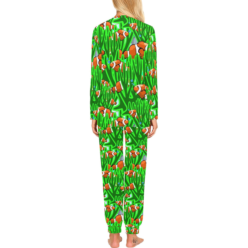 Clown Fish Pattern Print Design 01 Women's All Over Print Pajama Set