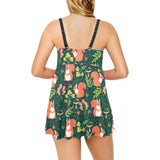 Squirrel Pattern Print Design 03 Chest Sexy Pleated Two Piece Swim Dress