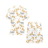 Cute beagle dog pattern background Men's V-Neck Short Pajama Set