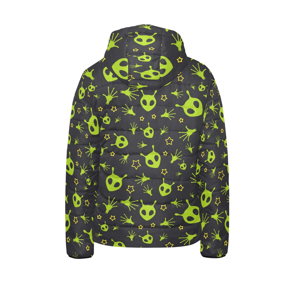 Alien Pattern Print Design 02 Kids' Boys' Girls' Padded Hooded Jacket
