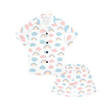 Cute rainbow clound pattern Kids' Boys' Girls' V-Neck Short Pajama Set