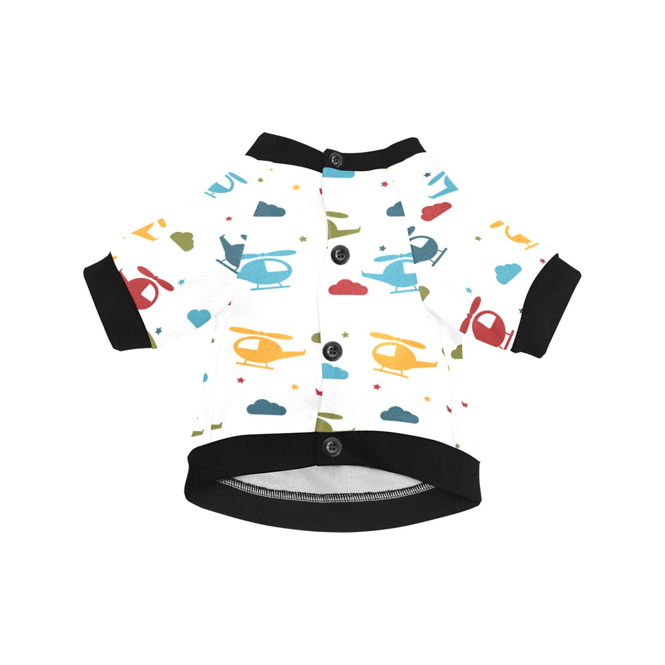 Colorful helicopter pattern All Over Print Pet Dog Round Neck Fuzzy Shirt